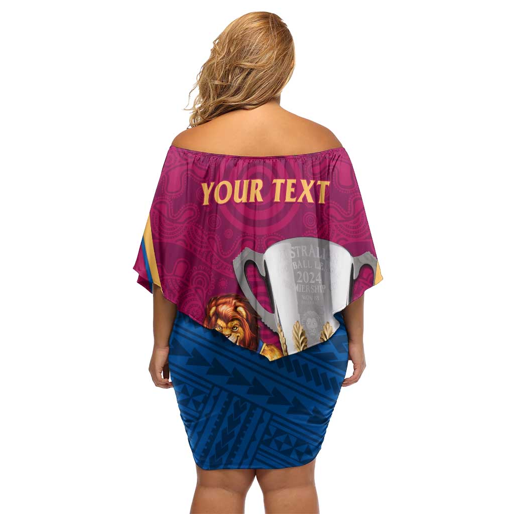 Personalised AFL Brisbane Lions Off Shoulder Short Dress 2024 We Are The Champions - Trophy Style