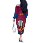 Personalised AFL Brisbane Lions Off The Shoulder Long Sleeve Dress 2024 We Are The Champions - Trophy Style