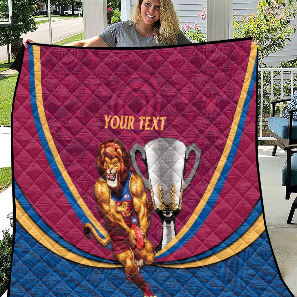 Personalised AFL Brisbane Lions Quilt 2024 We Are The Champions - Trophy Style