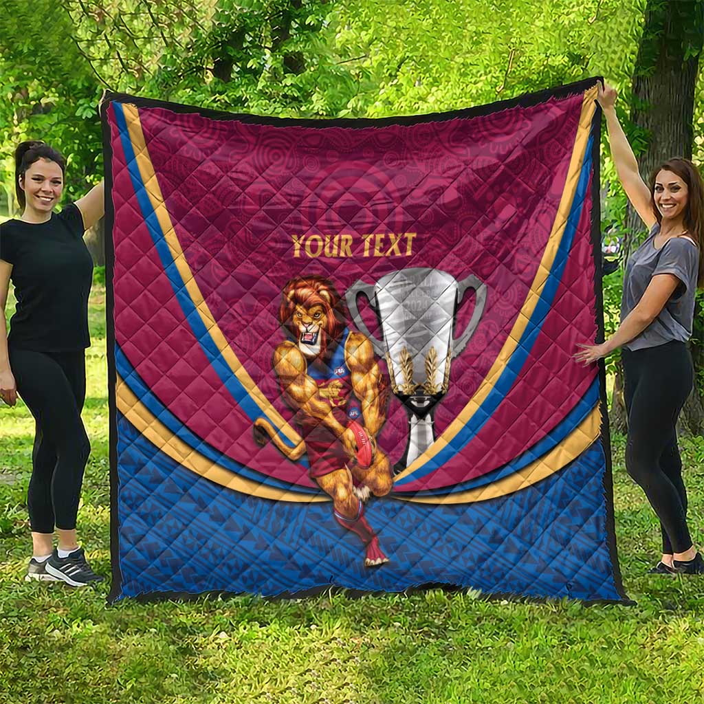 Personalised AFL Brisbane Lions Quilt 2024 We Are The Champions - Trophy Style