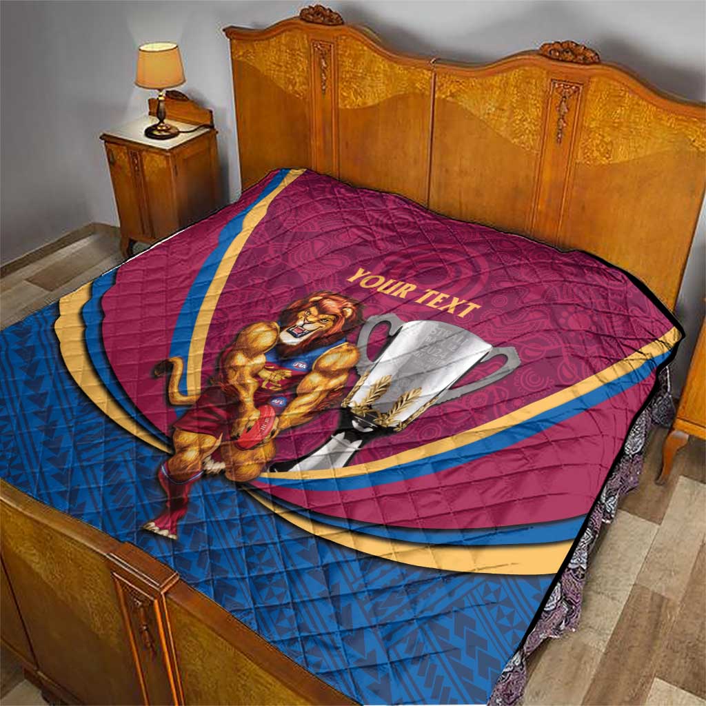 Personalised AFL Brisbane Lions Quilt 2024 We Are The Champions - Trophy Style