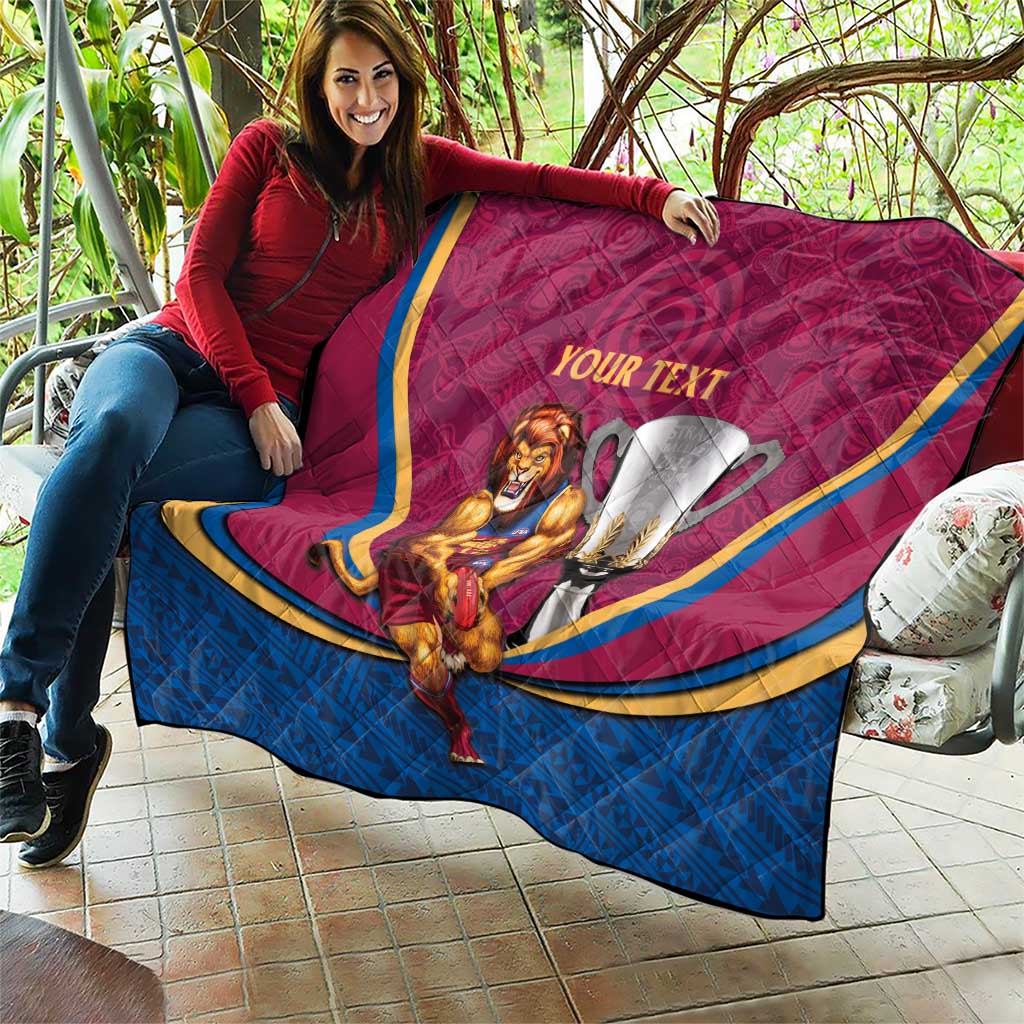 Personalised AFL Brisbane Lions Quilt 2024 We Are The Champions - Trophy Style