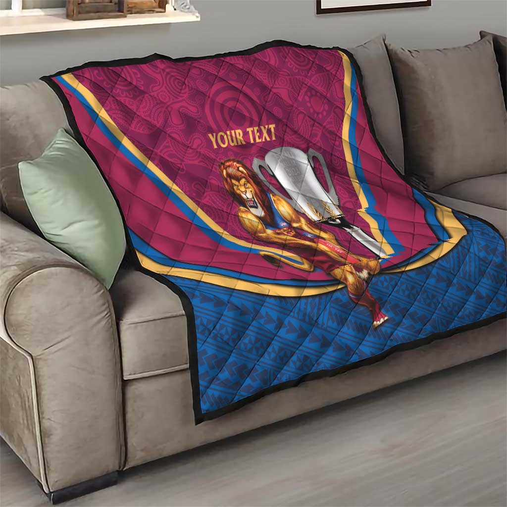Personalised AFL Brisbane Lions Quilt 2024 We Are The Champions - Trophy Style