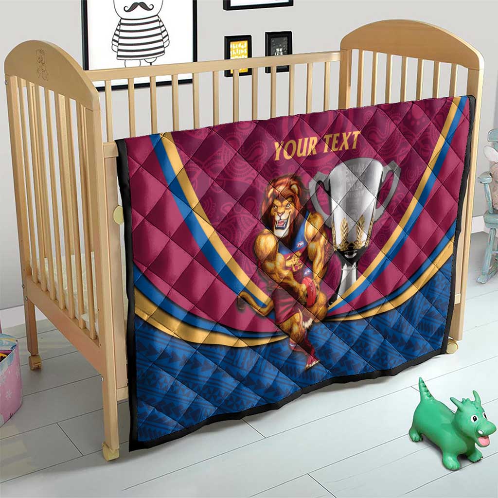 Personalised AFL Brisbane Lions Quilt 2024 We Are The Champions - Trophy Style