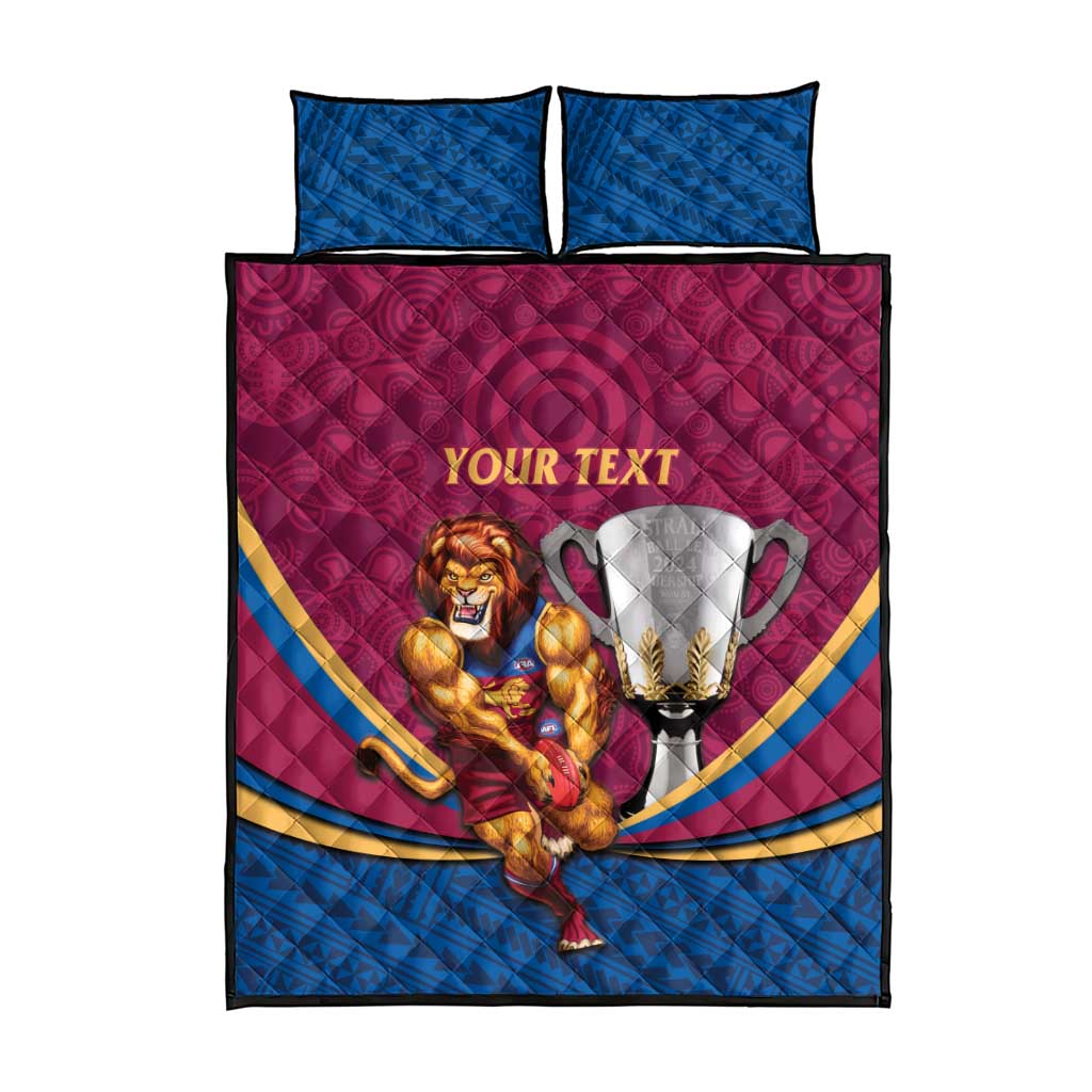 Personalised AFL Brisbane Lions Quilt Bed Set 2024 We Are The Champions - Trophy Style