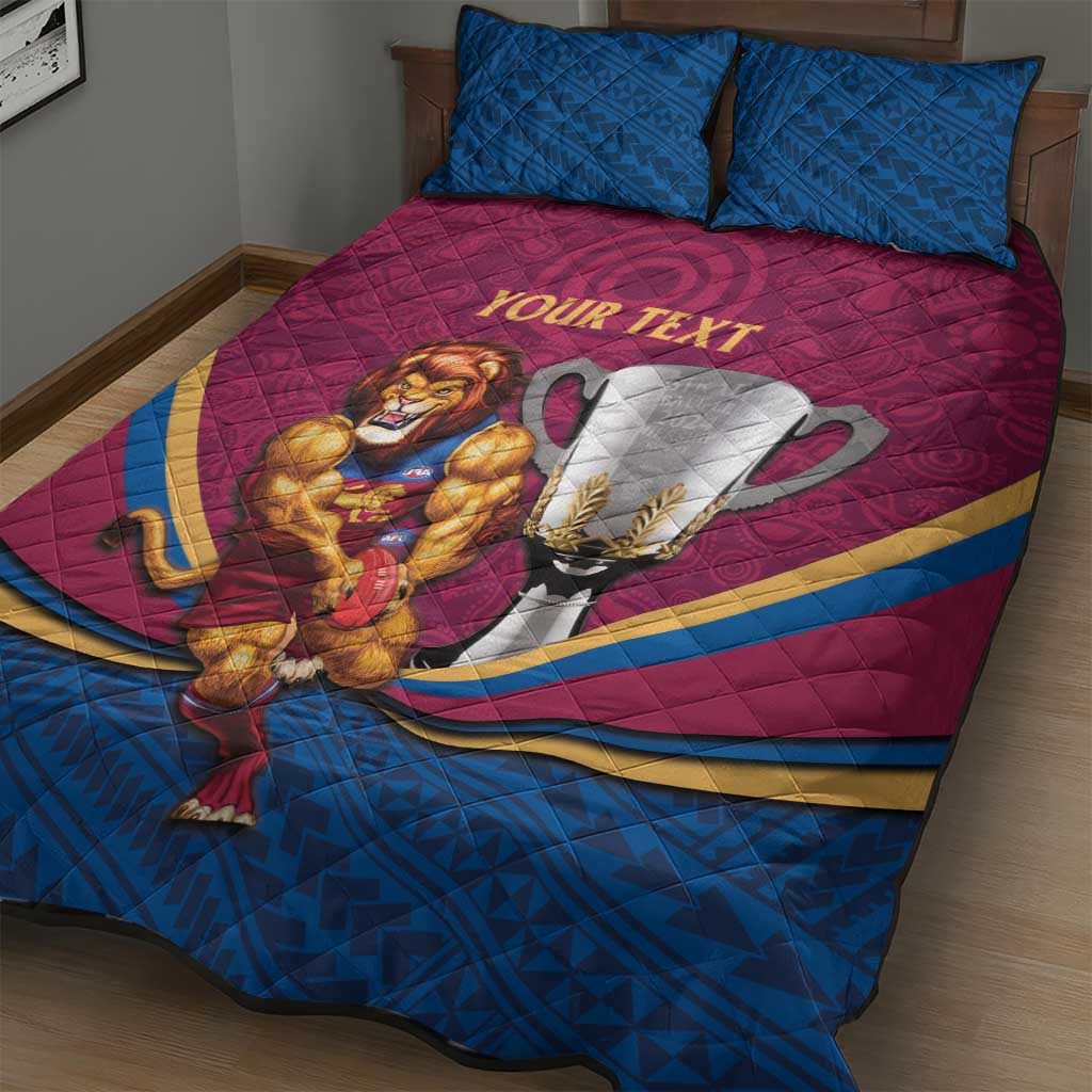 Personalised AFL Brisbane Lions Quilt Bed Set 2024 We Are The Champions - Trophy Style