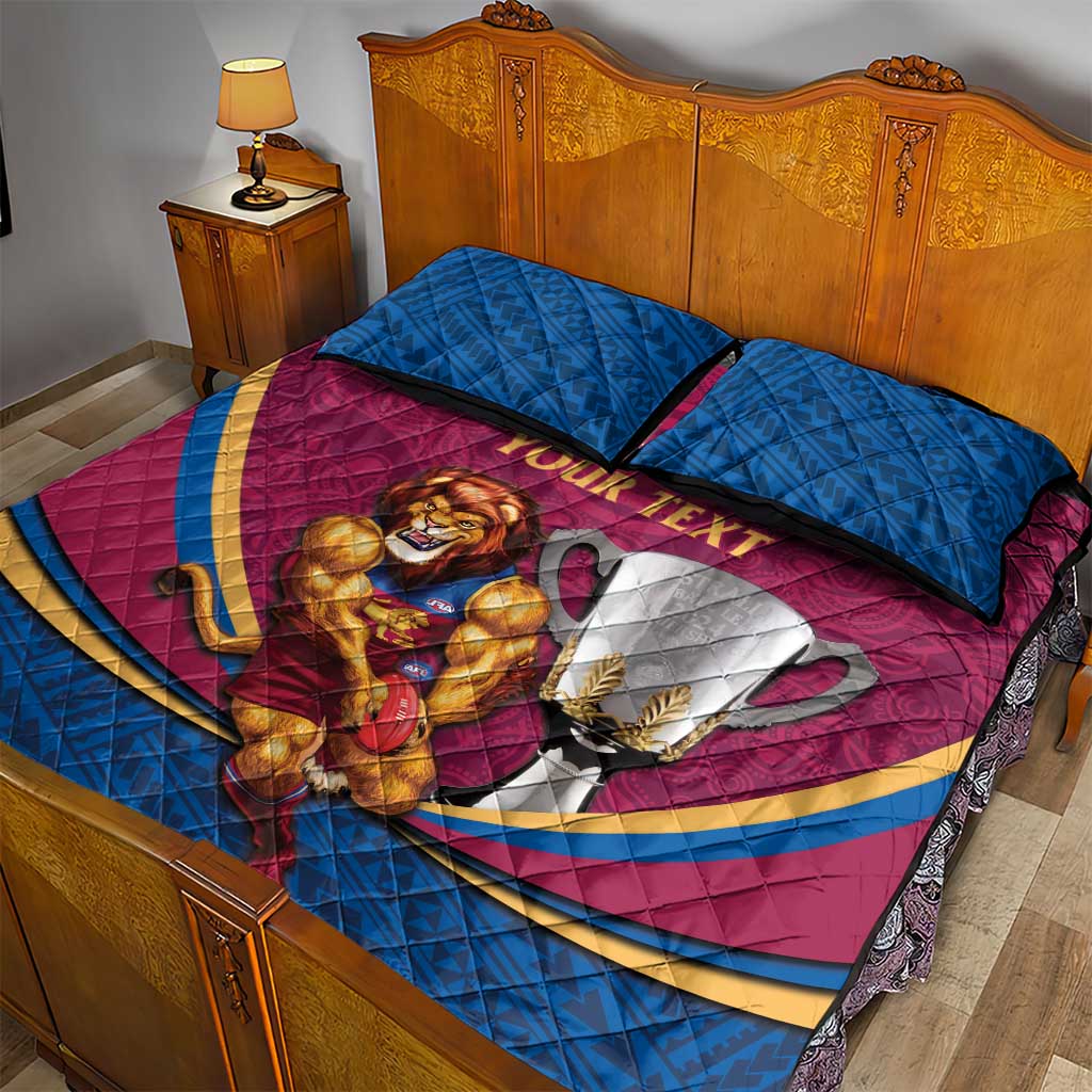 Personalised AFL Brisbane Lions Quilt Bed Set 2024 We Are The Champions - Trophy Style