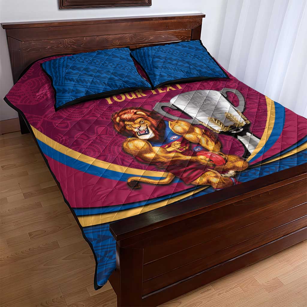 Personalised AFL Brisbane Lions Quilt Bed Set 2024 We Are The Champions - Trophy Style