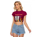 Personalised AFL Brisbane Lions Raglan Cropped T Shirt 2024 We Are The Champions - Trophy Style