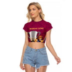 Personalised AFL Brisbane Lions Raglan Cropped T Shirt 2024 We Are The Champions - Trophy Style