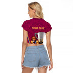 Personalised AFL Brisbane Lions Raglan Cropped T Shirt 2024 We Are The Champions - Trophy Style