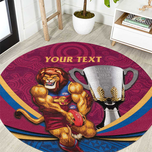 Personalised AFL Brisbane Lions Round Carpet 2024 We Are The Champions - Trophy Style