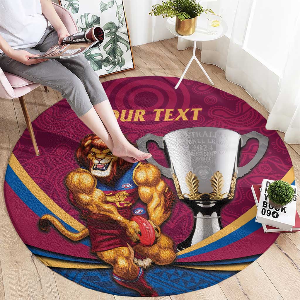 Personalised AFL Brisbane Lions Round Carpet 2024 We Are The Champions - Trophy Style