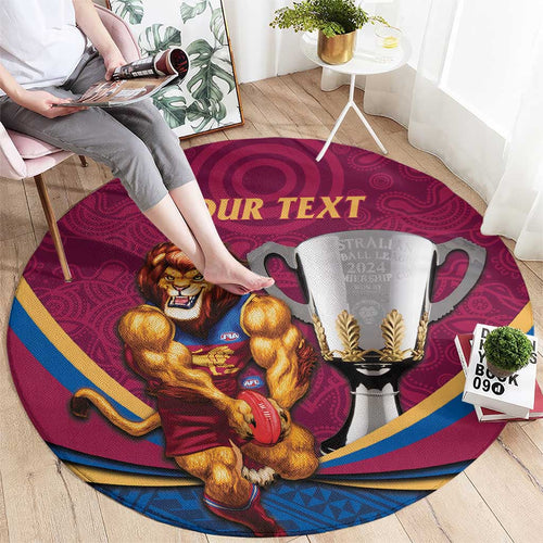 Personalised AFL Brisbane Lions Round Carpet 2024 We Are The Champions - Trophy Style