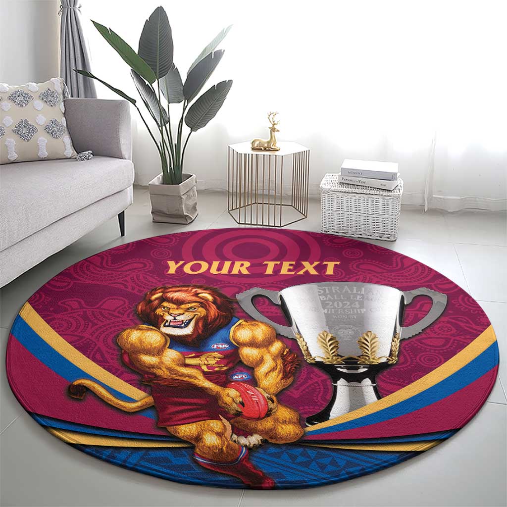 Personalised AFL Brisbane Lions Round Carpet 2024 We Are The Champions - Trophy Style