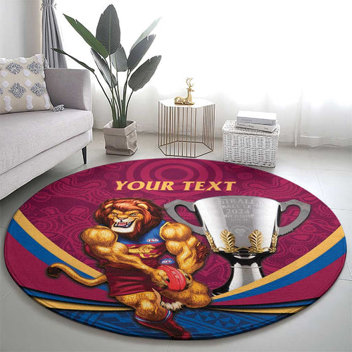Personalised AFL Brisbane Lions Round Carpet 2024 We Are The Champions - Trophy Style