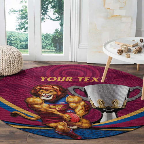 Personalised AFL Brisbane Lions Round Carpet 2024 We Are The Champions - Trophy Style