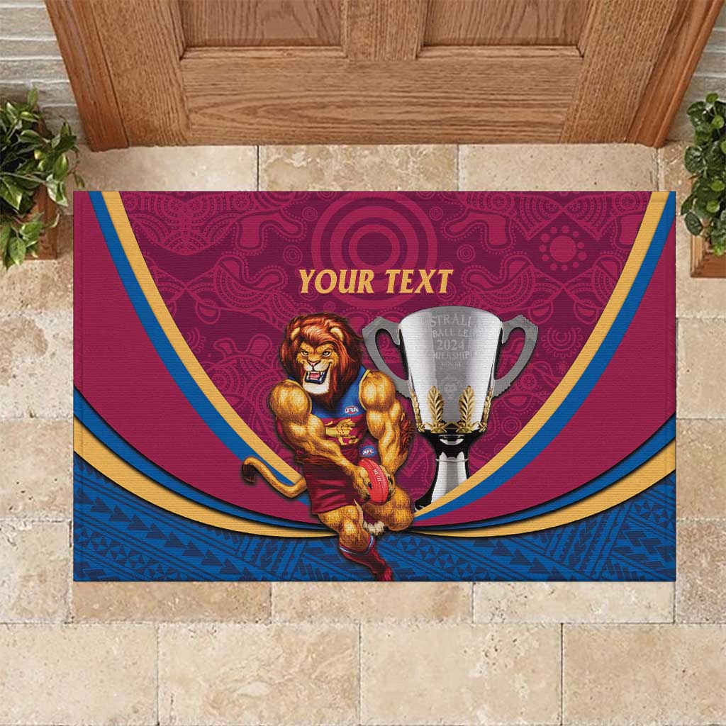 Personalised AFL Brisbane Lions Rubber Doormat 2024 We Are The Champions - Trophy Style