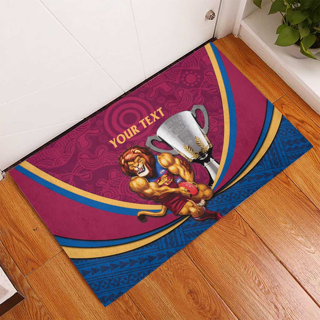 Personalised AFL Brisbane Lions Rubber Doormat 2024 We Are The Champions - Trophy Style