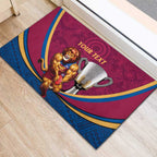 Personalised AFL Brisbane Lions Rubber Doormat 2024 We Are The Champions - Trophy Style