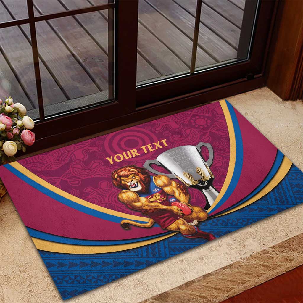 Personalised AFL Brisbane Lions Rubber Doormat 2024 We Are The Champions - Trophy Style