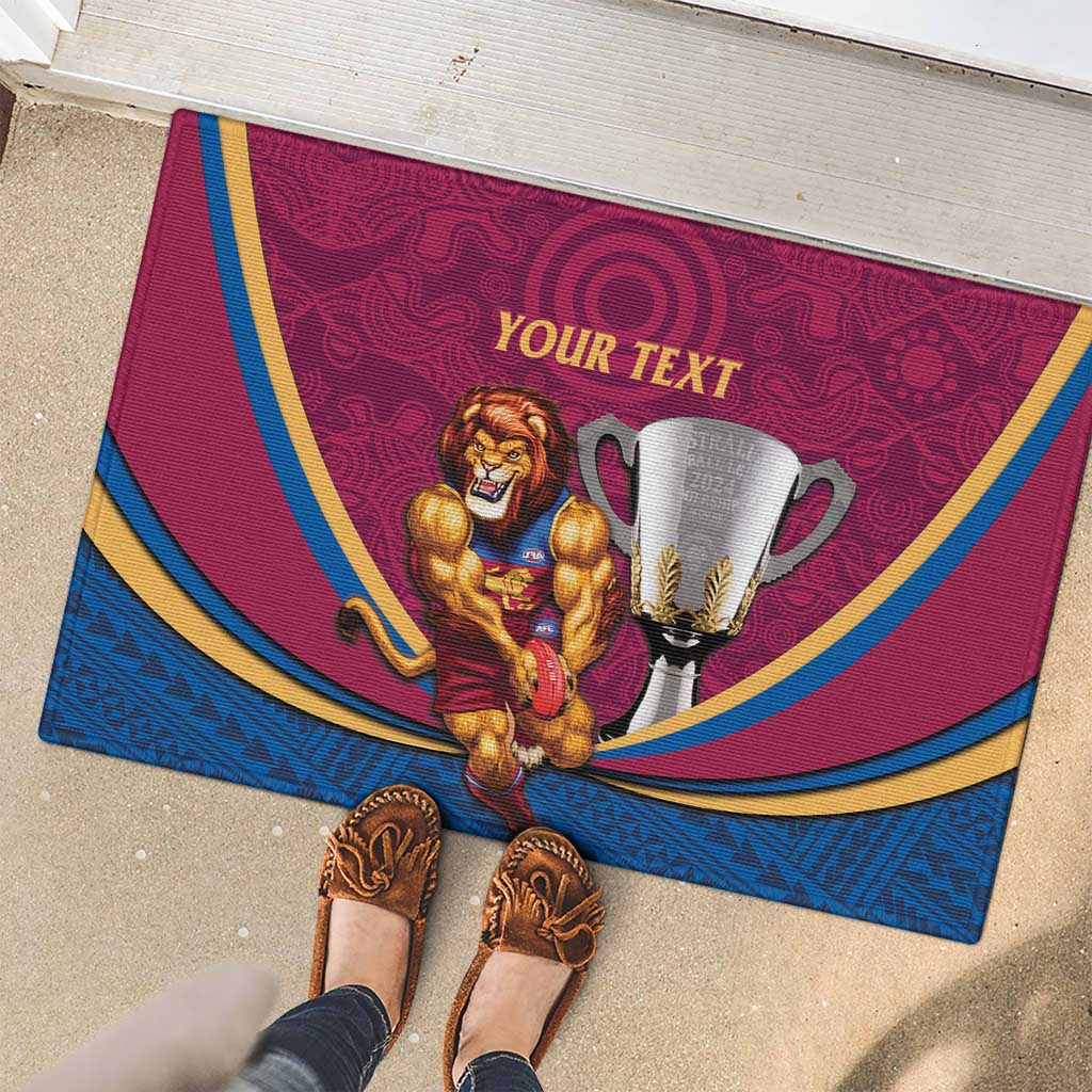 Personalised AFL Brisbane Lions Rubber Doormat 2024 We Are The Champions - Trophy Style