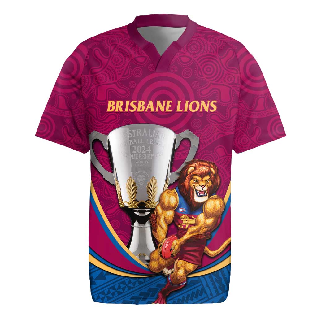 Personalised AFL Brisbane Lions Rugby Jersey 2024 We Are The Champions - Trophy Style