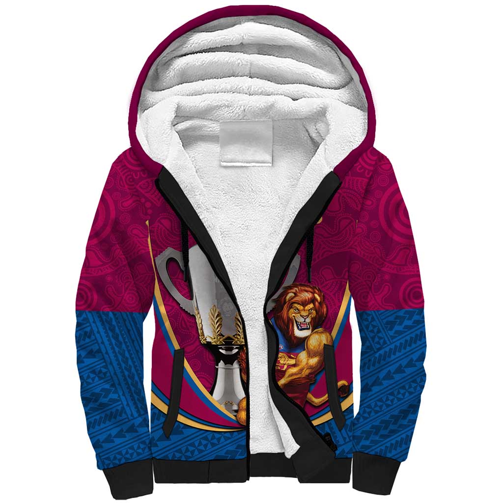 Personalised AFL Brisbane Lions Sherpa Hoodie 2024 We Are The Champions - Trophy Style