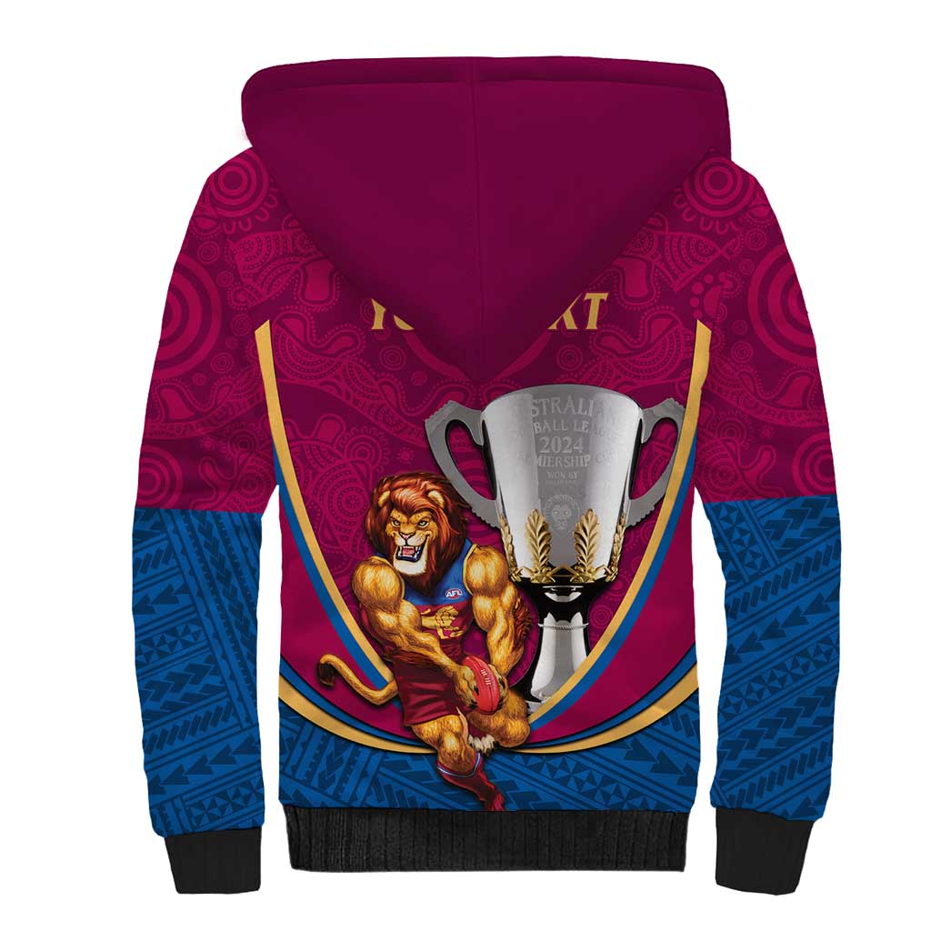 Personalised AFL Brisbane Lions Sherpa Hoodie 2024 We Are The Champions - Trophy Style