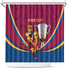 Personalised AFL Brisbane Lions Shower Curtain 2024 We Are The Champions - Trophy Style