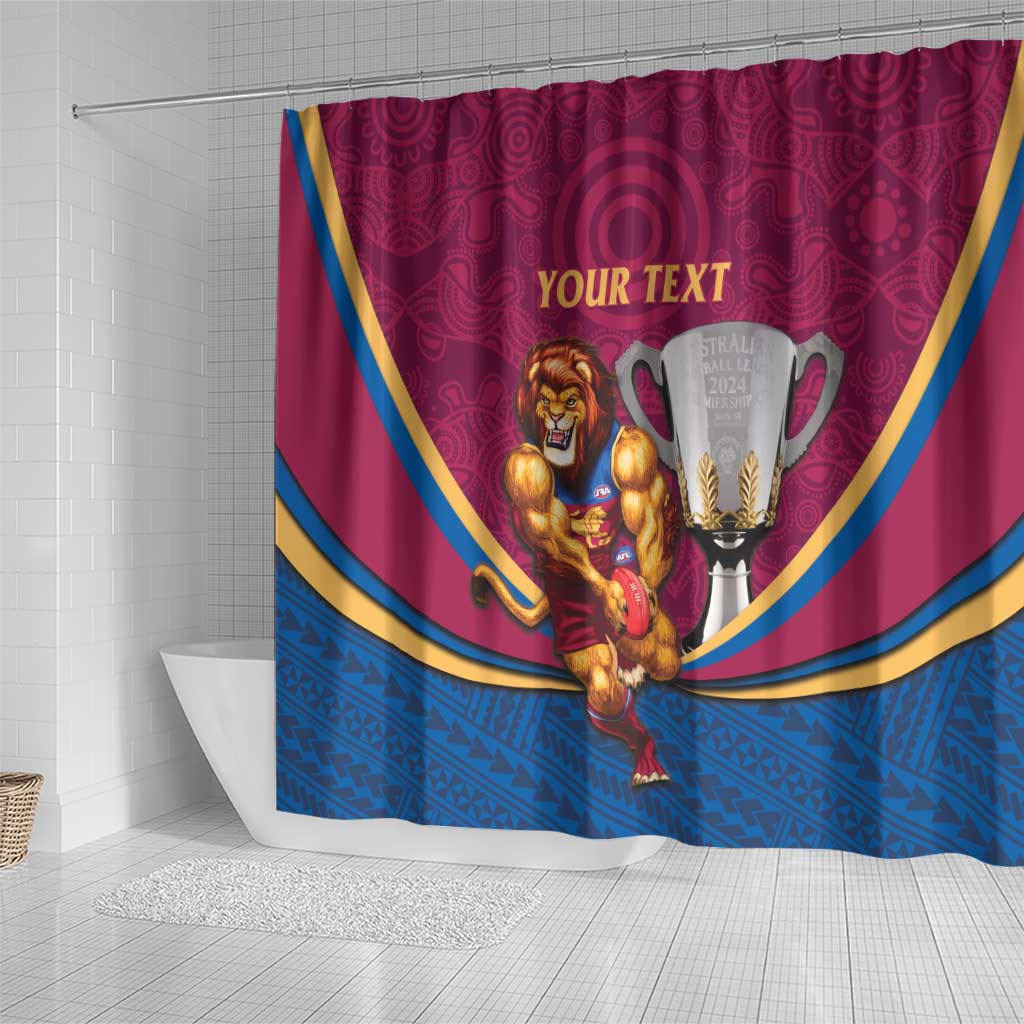 Personalised AFL Brisbane Lions Shower Curtain 2024 We Are The Champions - Trophy Style
