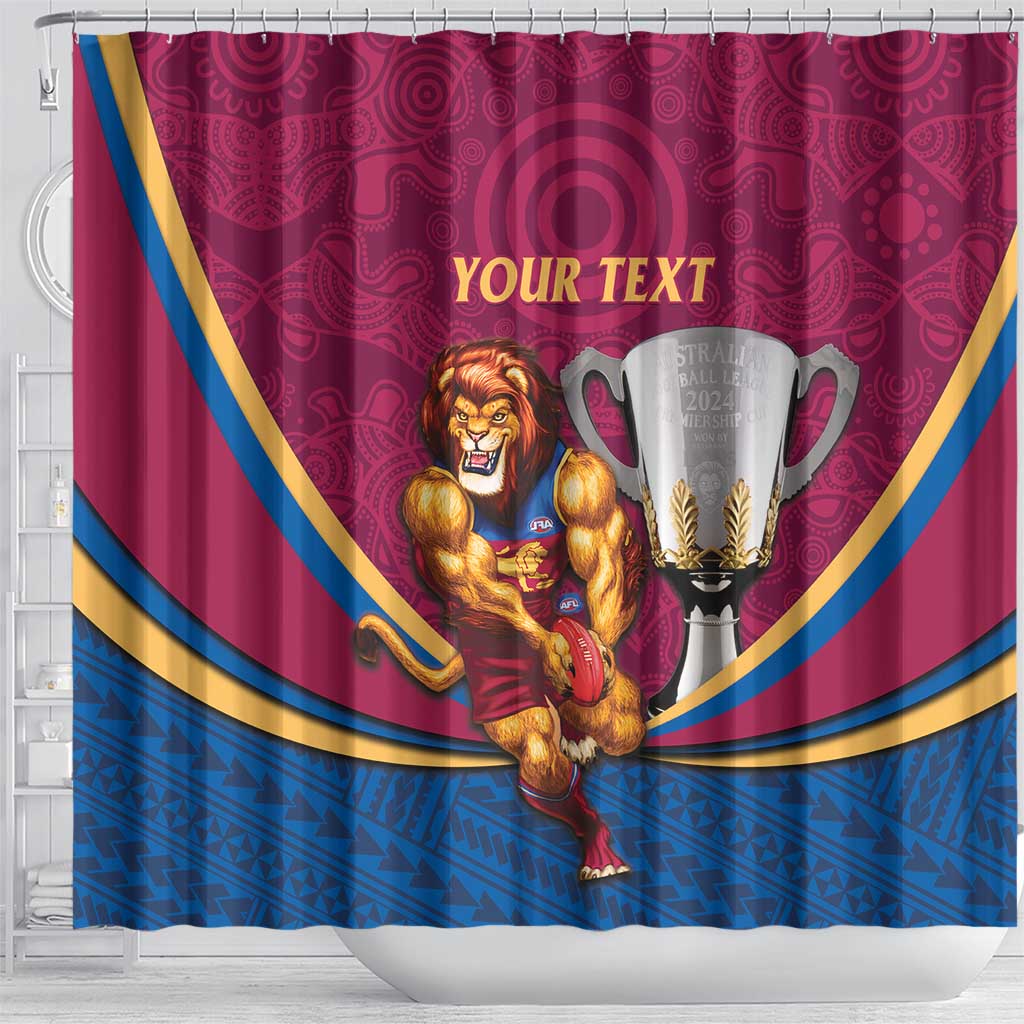 Personalised AFL Brisbane Lions Shower Curtain 2024 We Are The Champions - Trophy Style