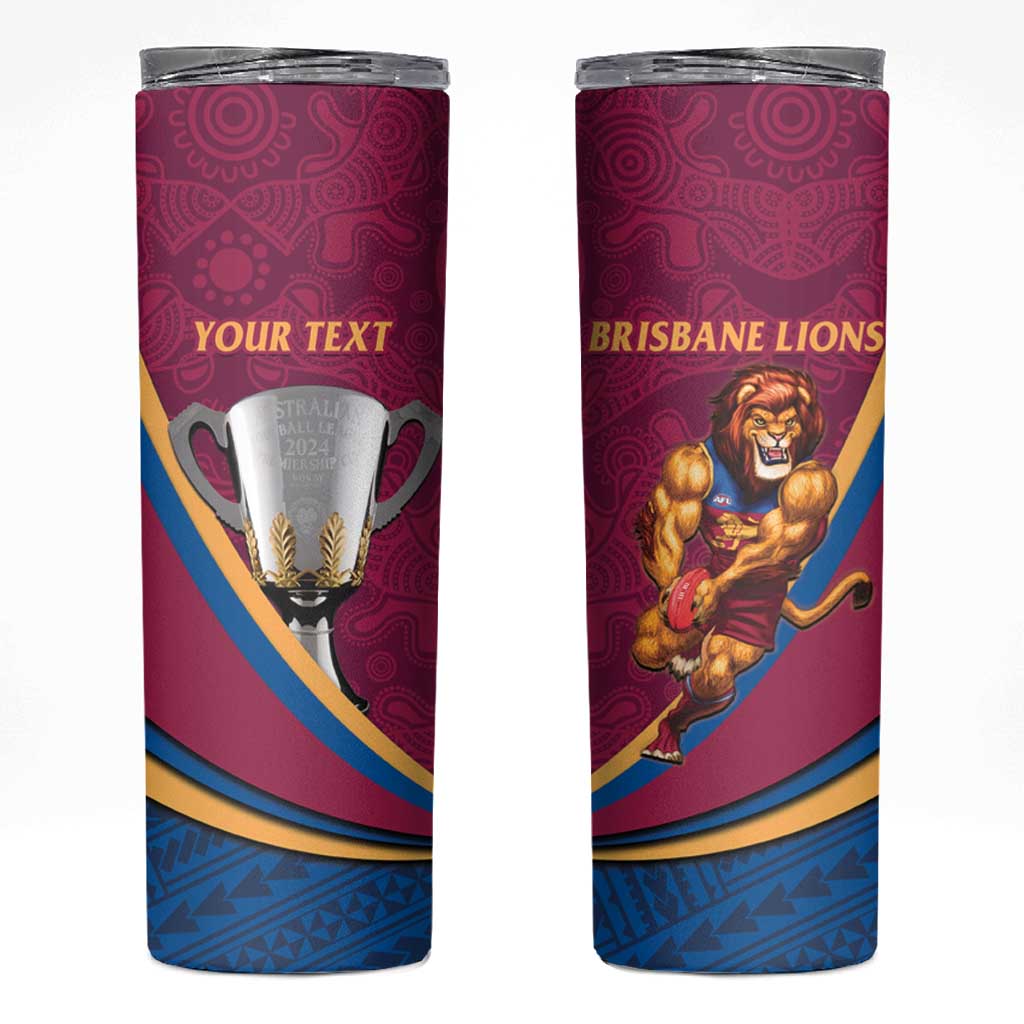 Personalised AFL Brisbane Lions Skinny Tumbler 2024 We Are The Champions - Trophy Style