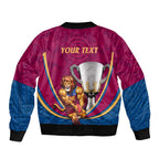 Personalised AFL Brisbane Lions Sleeve Zip Bomber Jacket 2024 We Are The Champions - Trophy Style