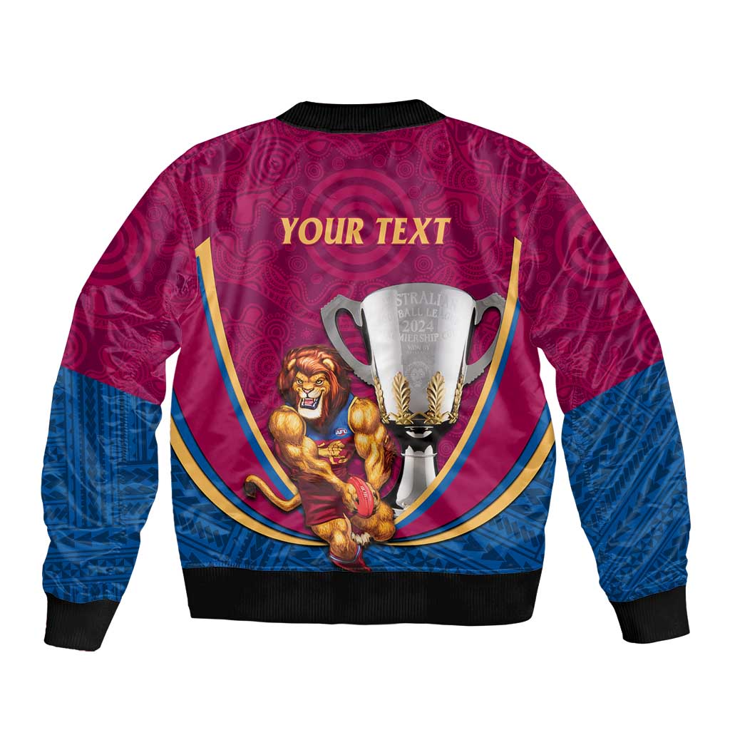 Personalised AFL Brisbane Lions Sleeve Zip Bomber Jacket 2024 We Are The Champions - Trophy Style