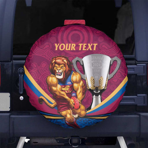 Personalised AFL Brisbane Lions Spare Tire Cover 2024 We Are The Champions - Trophy Style