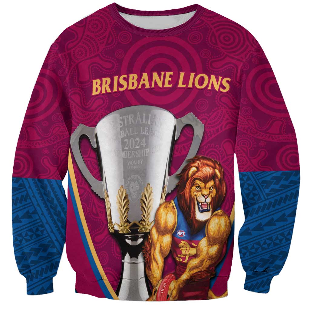 Personalised AFL Brisbane Lions Sweatshirt 2024 We Are The Champions - Trophy Style