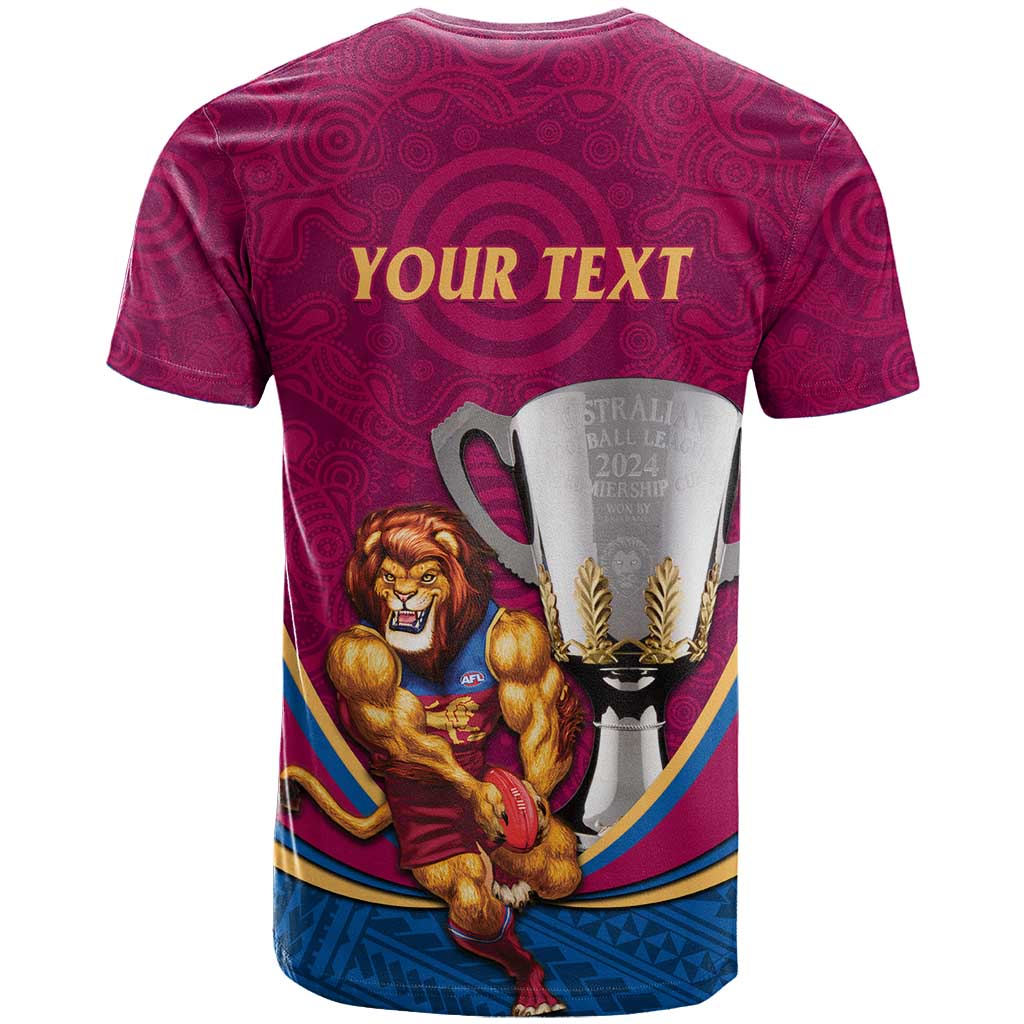 Personalised AFL Brisbane Lions T Shirt 2024 We Are The Champions - Trophy Style