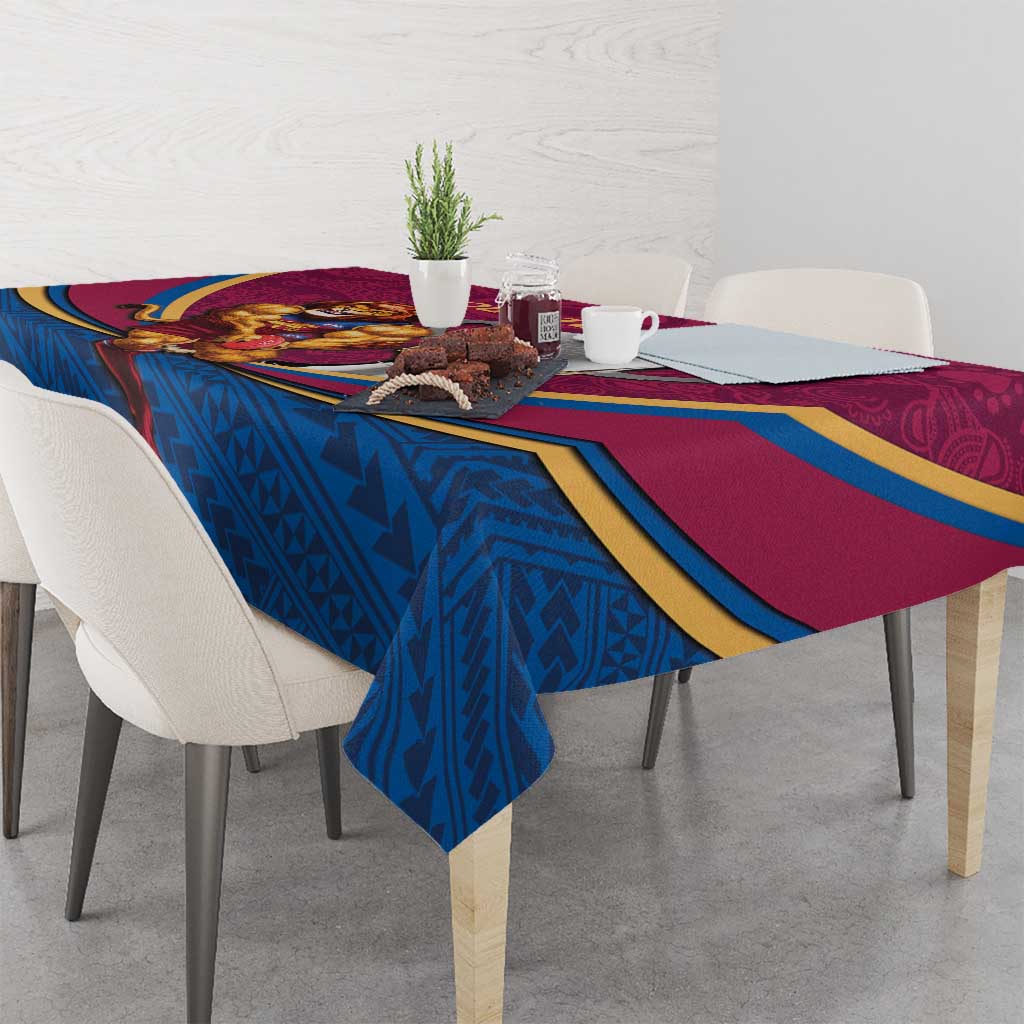 Personalised AFL Brisbane Lions Tablecloth 2024 We Are The Champions - Trophy Style