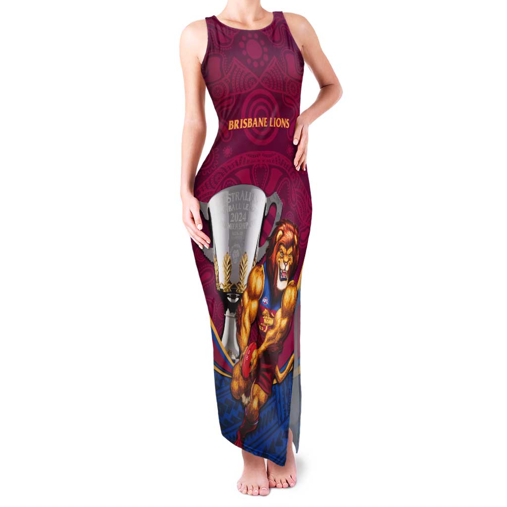 Personalised AFL Brisbane Lions Tank Maxi Dress 2024 We Are The Champions - Trophy Style