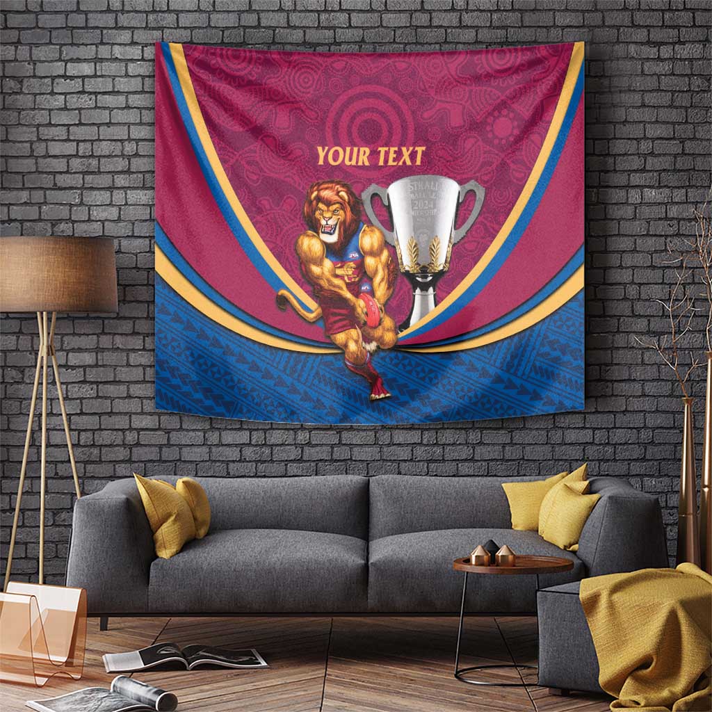 Personalised AFL Brisbane Lions Tapestry 2024 We Are The Champions - Trophy Style