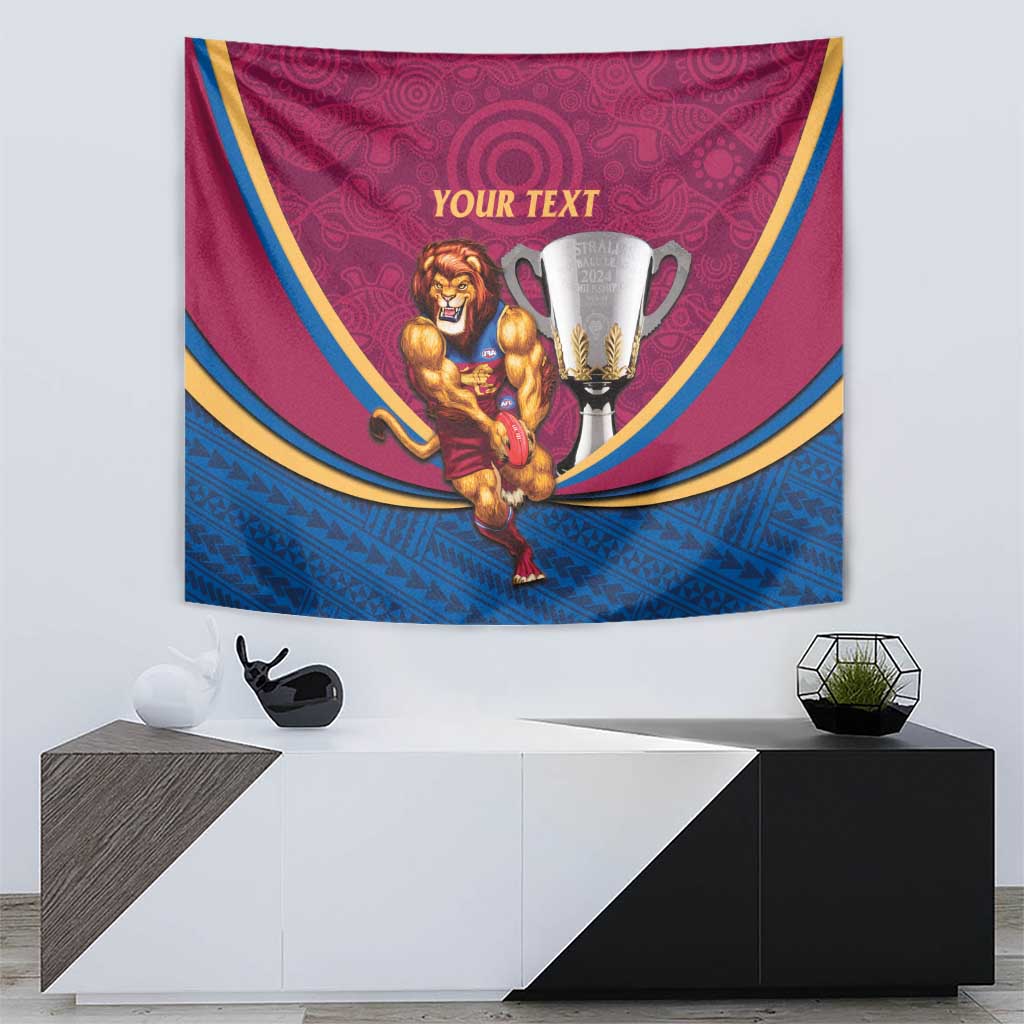 Personalised AFL Brisbane Lions Tapestry 2024 We Are The Champions - Trophy Style