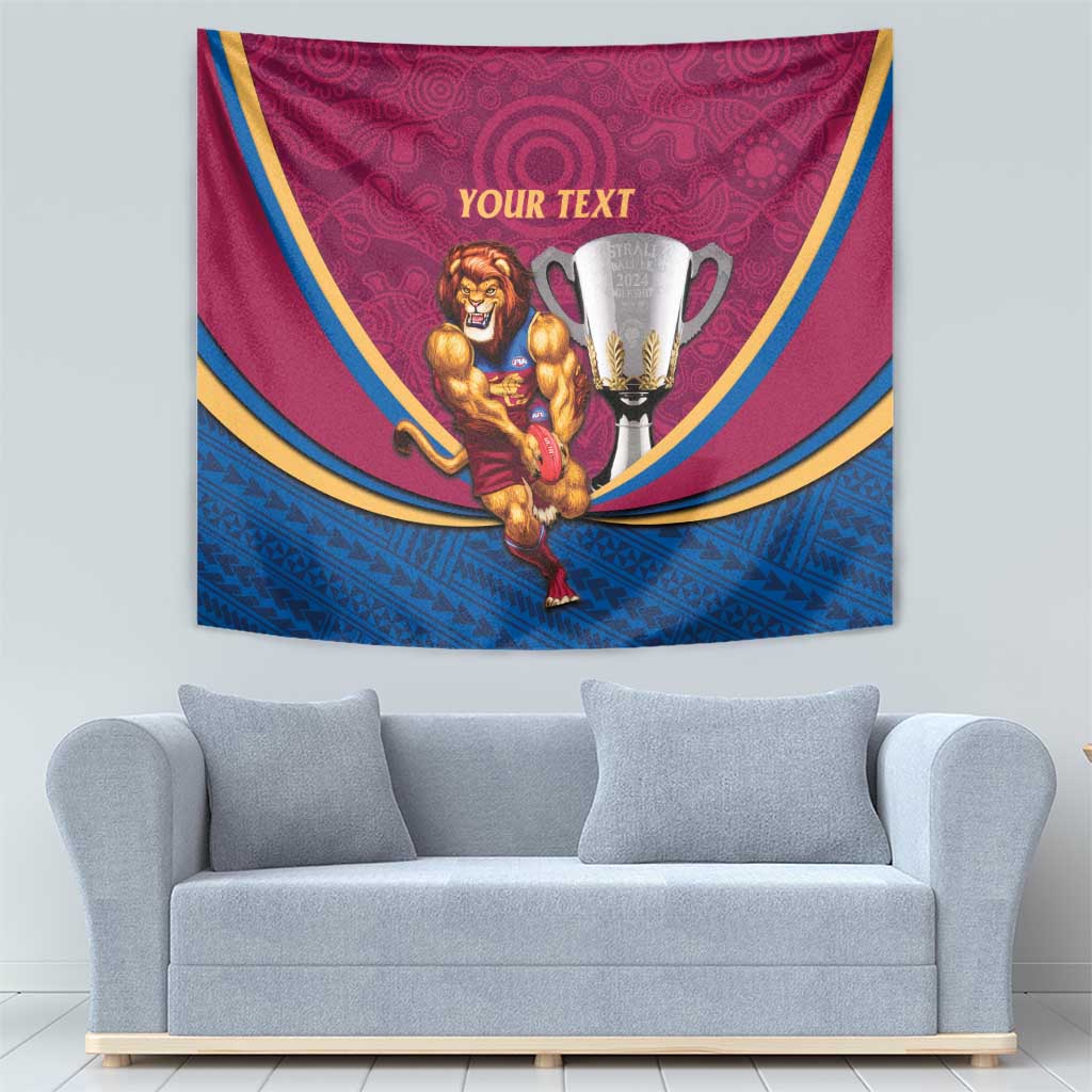Personalised AFL Brisbane Lions Tapestry 2024 We Are The Champions - Trophy Style