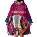 Personalised AFL Brisbane Lions Wearable Blanket Hoodie 2024 We Are The Champions - Trophy Style