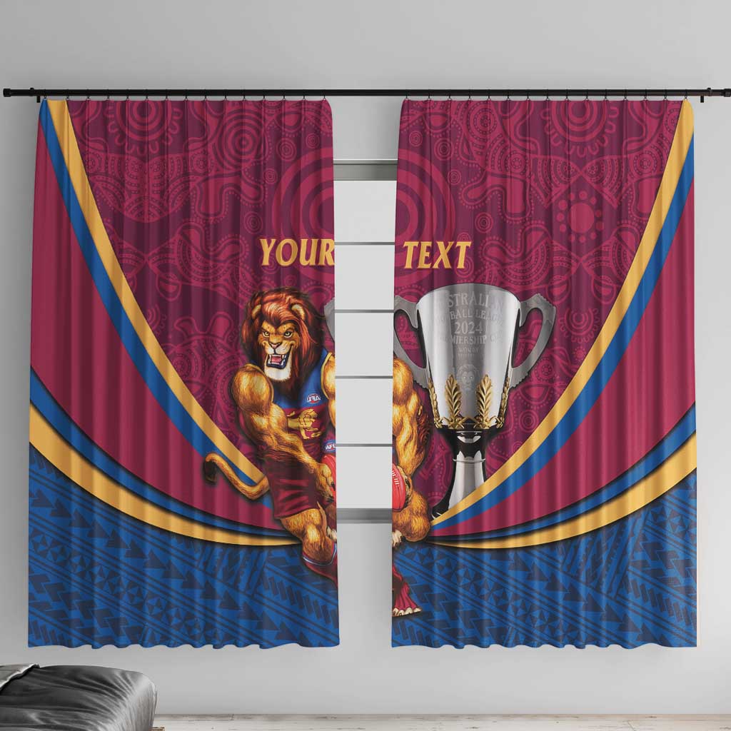 Personalised AFL Brisbane Lions Window Curtain 2024 We Are The Champions - Trophy Style