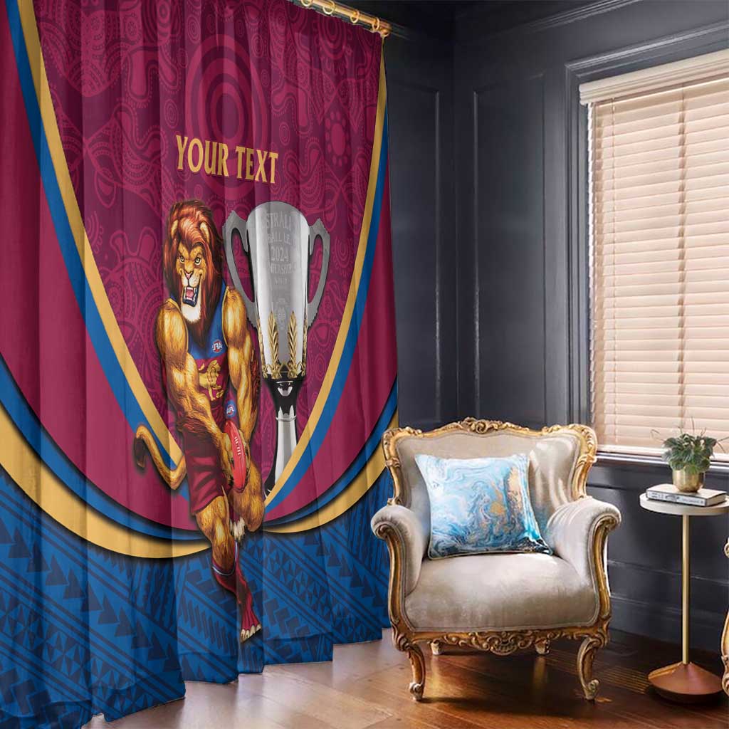 Personalised AFL Brisbane Lions Window Curtain 2024 We Are The Champions - Trophy Style