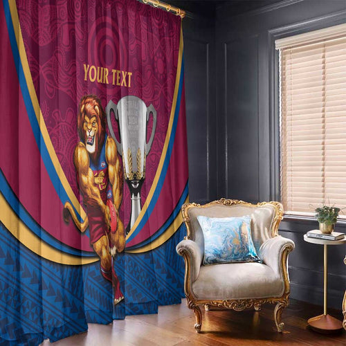 Personalised AFL Brisbane Lions Window Curtain 2024 We Are The Champions - Trophy Style