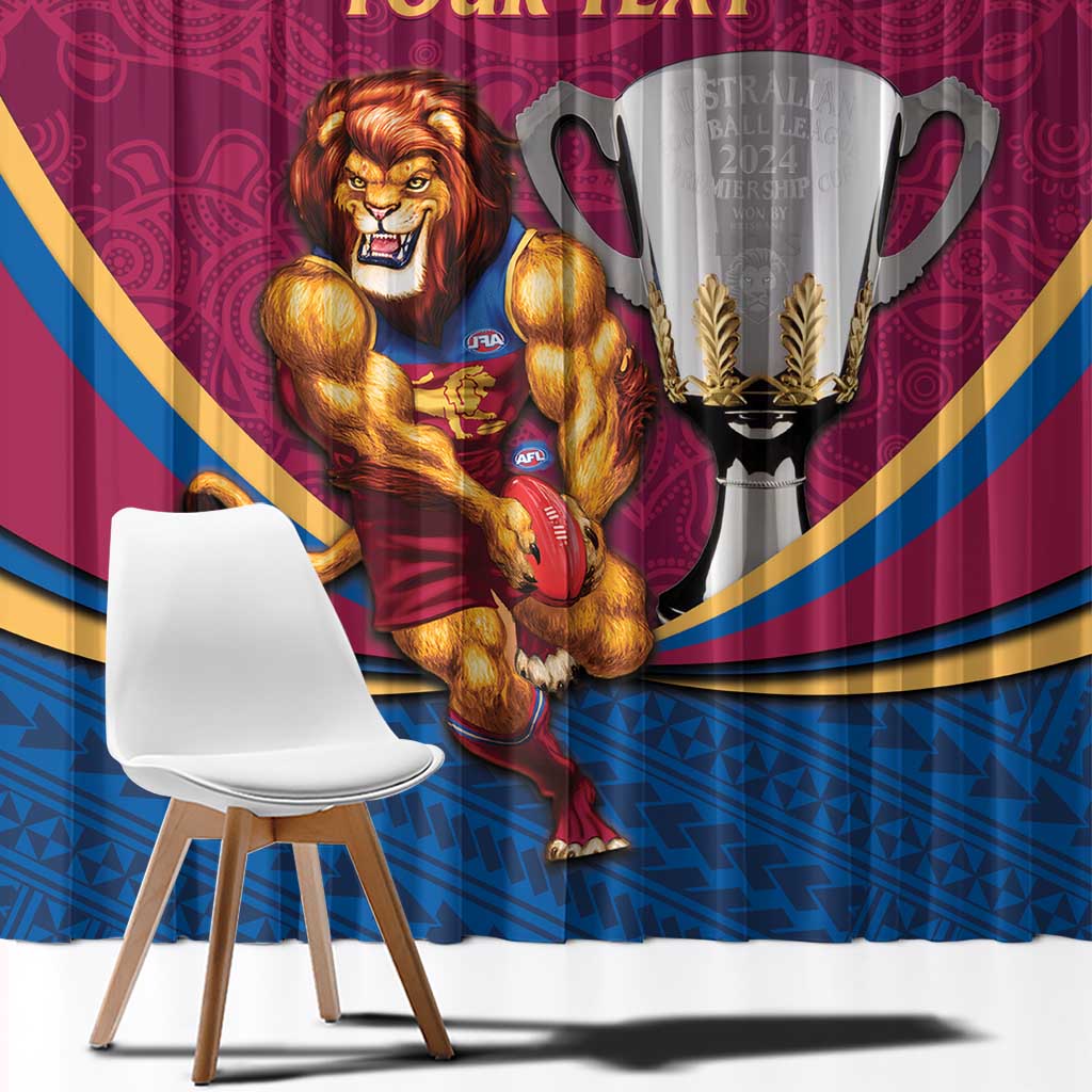 Personalised AFL Brisbane Lions Window Curtain 2024 We Are The Champions - Trophy Style