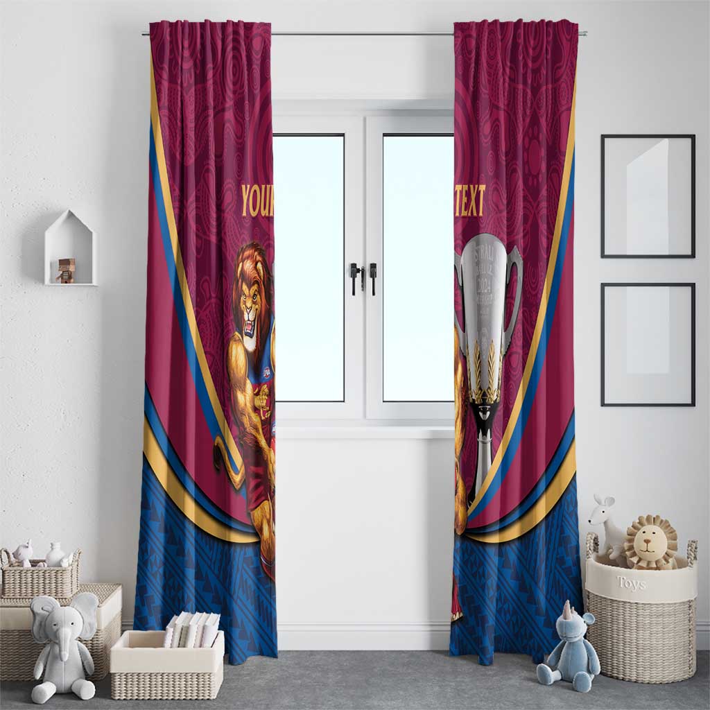 Personalised AFL Brisbane Lions Window Curtain 2024 We Are The Champions - Trophy Style