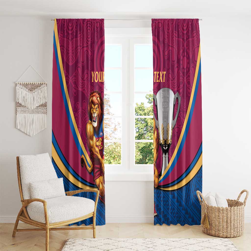 Personalised AFL Brisbane Lions Window Curtain 2024 We Are The Champions - Trophy Style